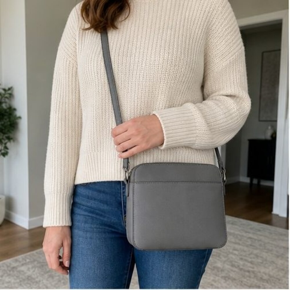Olive Suede Crossbody Bag - Picture 2 of 6